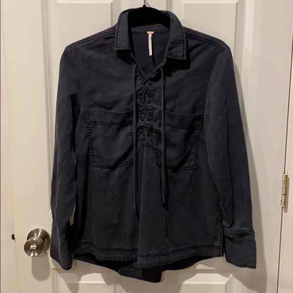Free People Sexy Tencel Lace Up Shirt - Picture 5 of 14